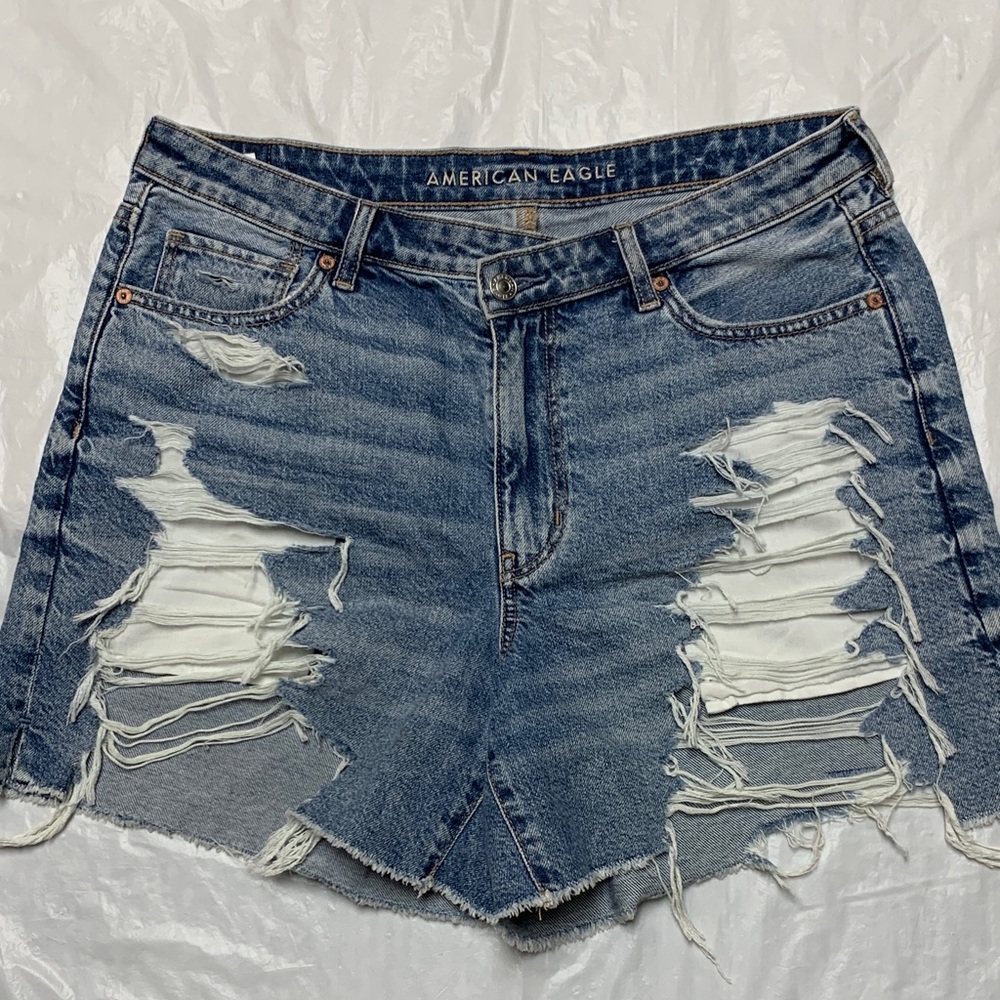 American Eagle Highest Rise Baggy Shorts Denim Jean Festival NWOT Size 14